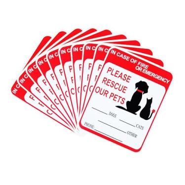 Imagem de SICOLAS 10 peças em caso de incêndio ou emergência, resgate nossos animais de estimação, alerta de alarme de janela da porta da frente, animal, cão, gato, gato, pássaro, coelho, resgate, casa, trailer