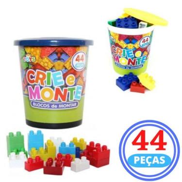 Imagem de Blocos de Montar 44 Peças Brinquedo Educativos Didático Pedagógico Inf