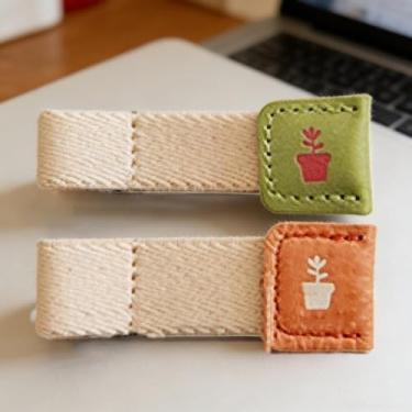 Imagem de Organizador de enrolador de cabos de couro, lindos adesivos de ícone de desenho animado, envoltório de cabo compacto para fones de ouvido e dados, mesa de viagem, armazenamento doméstico, planta