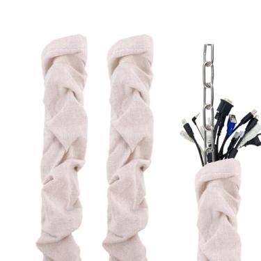 Imagem de Capa Protetora de Tecido para Cabos, 180x14cm em Linho Ideal para Correntes de Lustres Fios Lâmpadas Cabos TV e Organização Domésticos