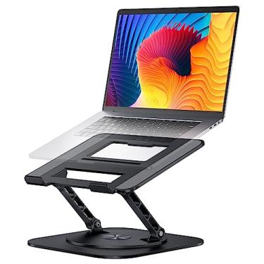 Imagem de Suporte ajustável para computador com base giratória 360, suporte ergonômico dobrável para laptop, compatível com MacBook Pro/Air Notebook de até 40 cm, prata (preto)