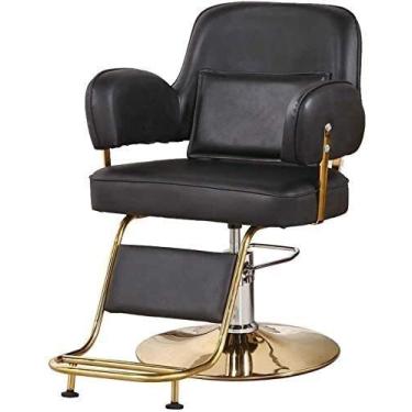Imagem de pcagfaajmh Cadeira de barbeiro para salão de beleza Cadeira de barbeiro hidráulica hidráulica, cadeira giratória giratória de 360 graus (cor: azul 2) (preto 2)