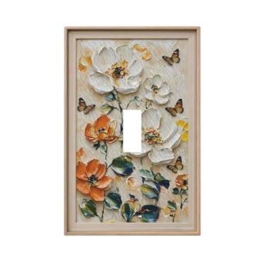 Imagem de Capas decorativas para interruptores de luz, moldura de flor, placa de parede com interruptor único, capa decorativa para decoração de casa
