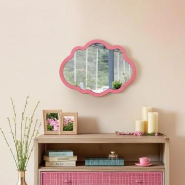 Imagem de Sintosin Espelho rústico rosa nuvem 30,5 x 40,6 cm, moldura de madeira com acabamento envelhecido, pequenos espelhos decorativos para parede de meninas, lindos espelhos decorativos para decoração de