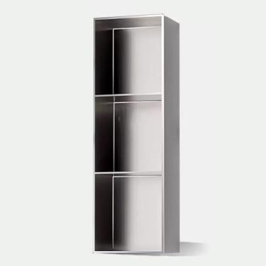 Imagem de Nicho de chuveiro, nicho de banheiro embutido para chuveiro, organizador de armazenamento moderno, acessório de banheiro na parede, prateleiras sem aro de vários níveis para xampu (cor: cinza/69,8 x