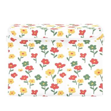 Imagem de Burbuja Caixa de armazenamento de flores com tampa e alças, caixa de armazenamento grande dobrável para prateleiras armário quarto escritório organizador