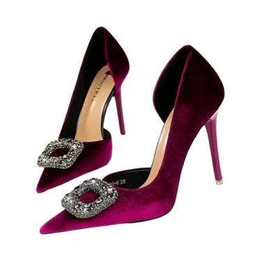 Imagem de Sapatos De Festa Femininos De Veludo Com Salto Super Alto De 105cm, Bi