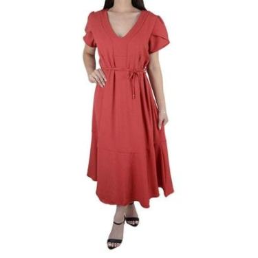 Imagem de Vestido Feminino Parado no Ar Midi Plus Size Coral - 8507-Feminino