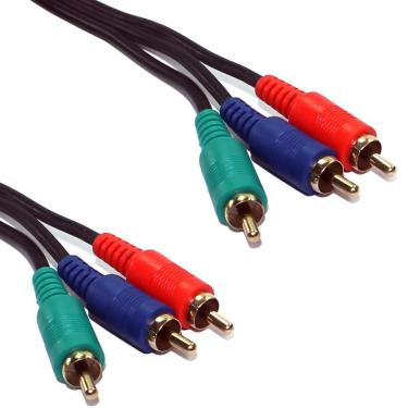 Imagem de Cabo Video Componente Azul Verde Vermelho Blindado 1.8M 3Rca