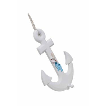 Imagem de Âncora em Madeira Decorativa Cabideiro Praia Marítimo 33CM