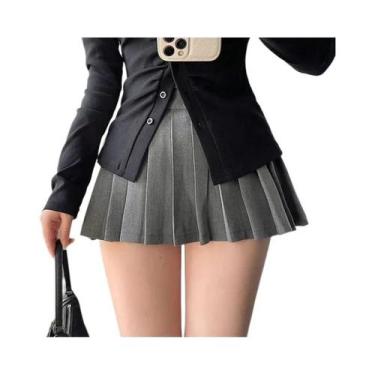 Imagem de Saia Mini Plissada Sexy Feminina Coreana Branca E Preta Estilo Gyaru Y
