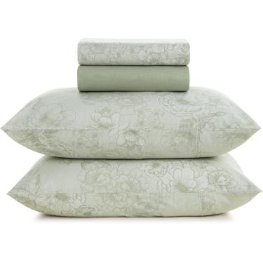 Imagem de Jogo de Cama Karsten Rebeca 160 Fios 4 Peças Queen Verde