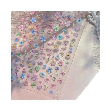 Imagem de Adesivo De Unha 5D Floral Preto E Branco Com Pétalas Douradas Transpar