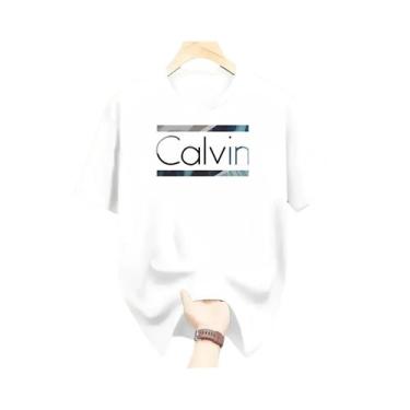 Imagem de Camiseta Unissex De Algodão Com Estampa De Letras, Manga Curta, Casual