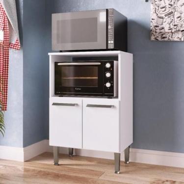 Imagem de Balcão Multifuncional 2 Portas Forno Micro Cozinha Branco - Outlet das