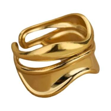 Imagem de Anel Aberto Minimalista Em Aço Inoxidável Dourado Para Mulheres, Acess
