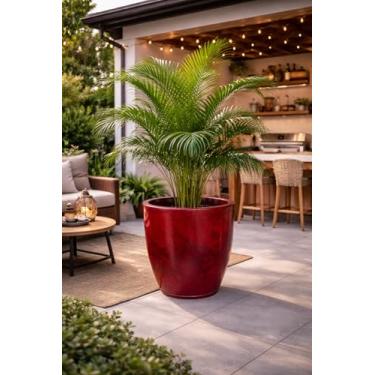 Imagem de Vaso Plantas Grande Polietileno Redondo Decorativo Luxo Casa (Bordô)
