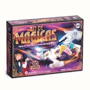 Imagem de Kit de Mágicas Infantil Troia para Estimular Criatividade com Dados, Varinha, Cartas e Peças Geométricas Toia Brinquedos