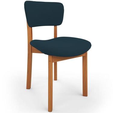 Imagem de Cadeira Para Sala De Jantar Cozinha Living Estofada Dara L02 Suede Azul Marinho - Lyam Decor