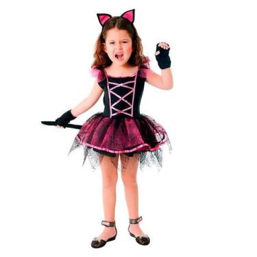 Imagem de Fantasia de Bruxa Gatinha Halloween Infantil - Sulamericana, Preto, P 
