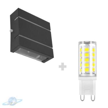 Imagem de Kit Arandela Preta Slim 2 Frisos 2 Fachos + Lâmpada G9 BF 6000K - Unit