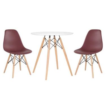 Imagem de Laraz, Mesa redonda Eames 70 cm + 2 cadeiras Eiffel DSW
