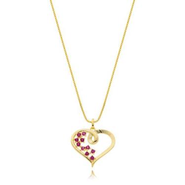 Imagem de Colar Feminino Coração Cravejado Banhado a Ouro 18k - Atraktiva Joias,