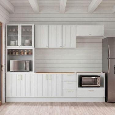 Imagem de Cozinha Modulada 6 Peças sem Tampo com Cristaleira Marselha CabeCasa MadeiraOriginals B...