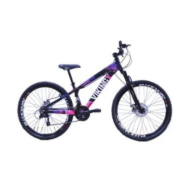 Imagem de Bicicleta Vikingx Aro 26 Câmbios Importado 21V Aero Preto Rosa