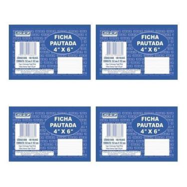 Imagem de Kit 4 fichas pautadas 4x6 100 fls São Domingos