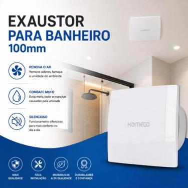 Imagem de Exaustor 10cm Para Banheiro Komeco Koea 100 Quadrado Bivolt Branco