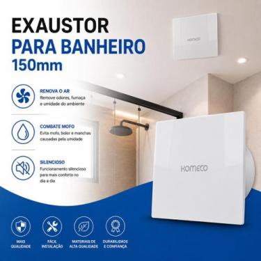 Imagem de Exaustor 15cm Para Banheiro Komeco Koea 150 Quadrado Bivolt Branco