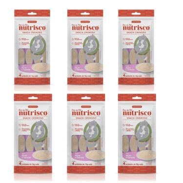 Imagem de Kit Petisco para Gatos Snack Cremoso Nutrisco Sabor Atum e Salmão 56g C/ 6 unidades