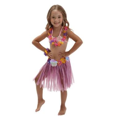 Imagem de Fantasia Infantil Havaiana Saia Colar e Pulseira - Sulamericana, Rosa,