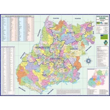 Imagem de Mapa Geográfica Editora Periódico Estado de Goiás Escolar e Político 120cm X 90cm