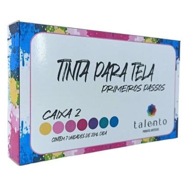 Imagem de Kit Tinta Para Tela Primeiros Passos Talento 7 Cores Caixa 2
