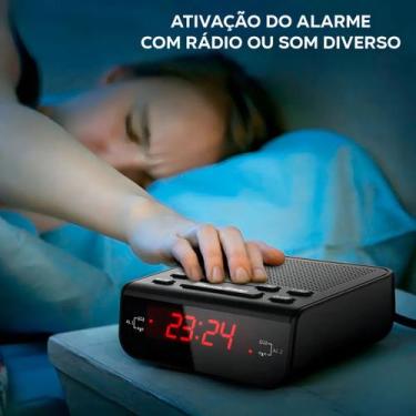 Imagem de Rádio Relógio Digital Mesa AM FM Despertador Alarme Bivolt - Lelong