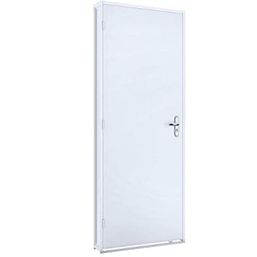 Imagem de Porta de Giro Madeira Duraplac Branca com Batente de Aço Riobras Pronta 215cmx85cm Branco