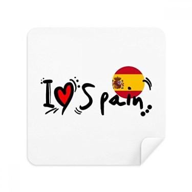 Imagem de I Love Spain Bandeira de Palavras Amor Coração Ilustração Óculos Pano Limpador de Tela Tecido de Camurça Pacote com 2