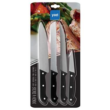 Imagem de Tuut, Linha Inox, Jogo com 4 de Facas com Cabo Plástico, Preto, 20 a 33cm