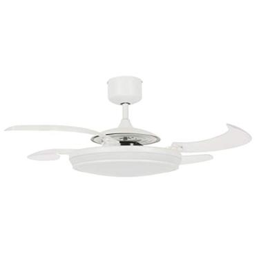 Imagem de Fanaway 21103501 Evo1 Ventilador de teto interno retrátil com 4 lâminas com kit de luz LED regulável e controle remoto, 122 cm, branco