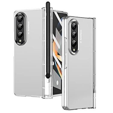 Imagem de Capa de dobradiça à prova de choque para Samsung Galaxy Z Fold 4 5G com capa de filme de vidro de tela frontal para Samsung Z Fold4 Case, transparente, PC