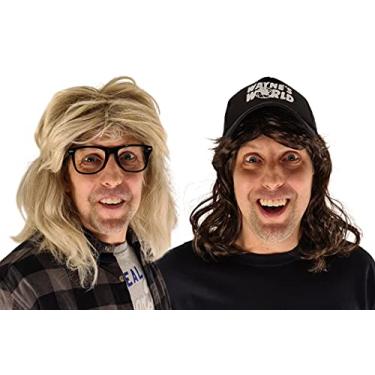 Imagem de Conjunto de fantasia de Wayne Garth peruca e óculos com peruca Wayne e chapéu Waynes