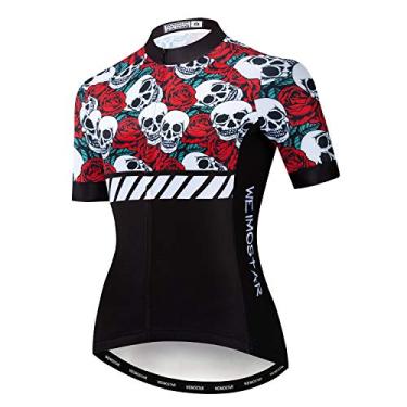 Imagem de JPOJPO Camisa de ciclismo feminina, camisa de ciclismo de secagem rápida, respirável, reflexiva P-2GG, Cf2216, P