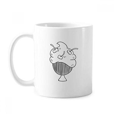 Imagem de Black Line Caneca de sorvete de cerâmica xícara de cereja xícara de porcelana de café louça