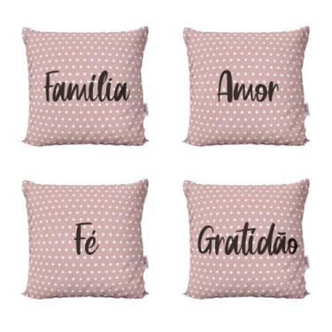 Imagem de Capas Almofadas Decorativas Rosa Família, Amor, Fé Gratidão - Novadeco