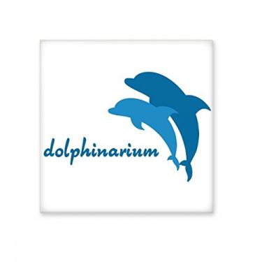 Imagem de Azulejo de cerâmica brilhante com padrão de golfinho ecológico azul