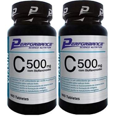 Imagem de Vitamina C 500 mg com Rutina 0,6mg Performance Nutrition 100 Tabletes Kit 2 Und