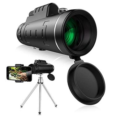 Imagem de Telescópio monocular 12X50, acampamento de observação de pássaros Telescópio antifogéreo à prova de poeira à prova de poeira monocular de alta potência com suporte para smartphone e tripé para observação turística de beisebol
