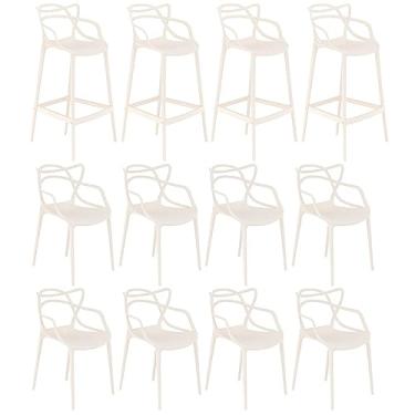 Imagem de Loft7, Kit 8 cadeiras + 4 banquetas altas Masters Allegra